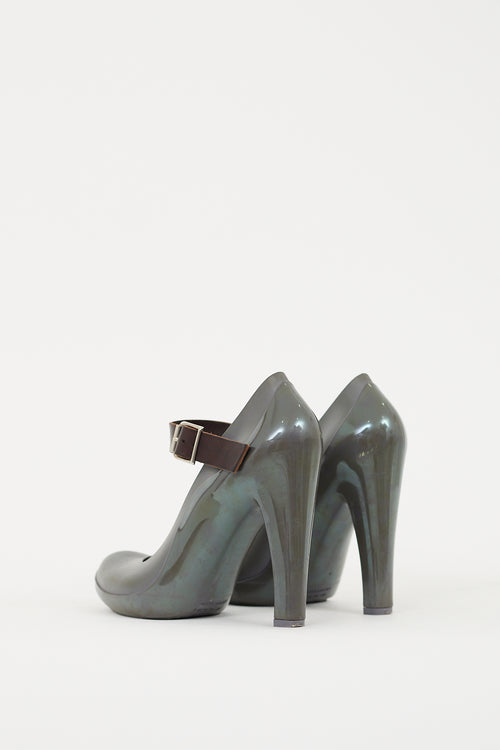 Marni Grey 
Brown Rubber Mary Jane Pump