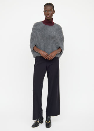 Marni Grey 
Burgundy Wool Poncho