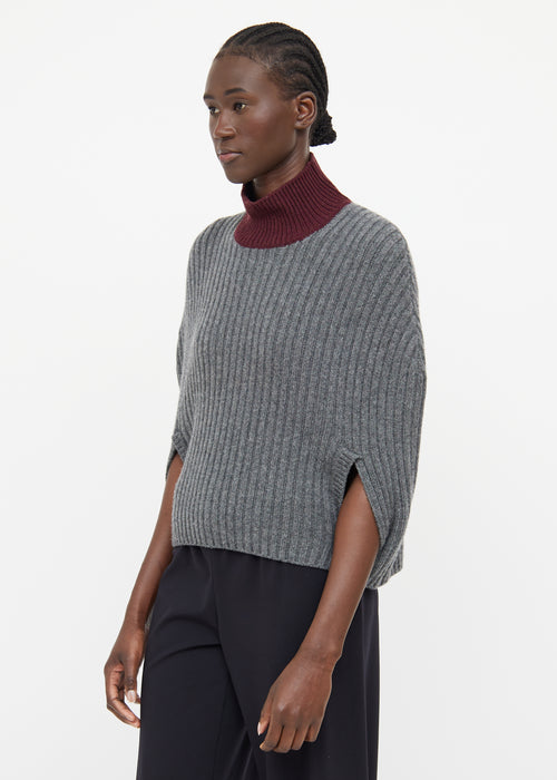 Marni Grey 
Burgundy Wool Poncho