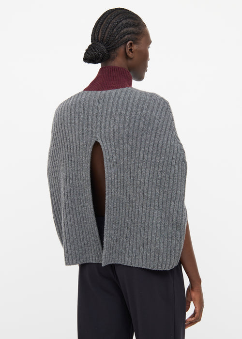 Marni Grey 
Burgundy Wool Poncho