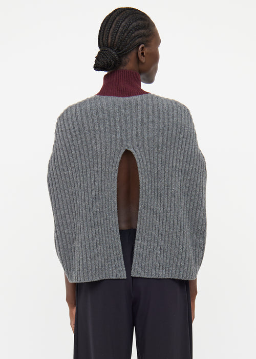 Marni Grey 
Burgundy Wool Poncho