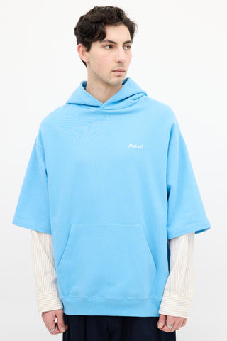 Marni Light Blue Layered Logo Hoodie