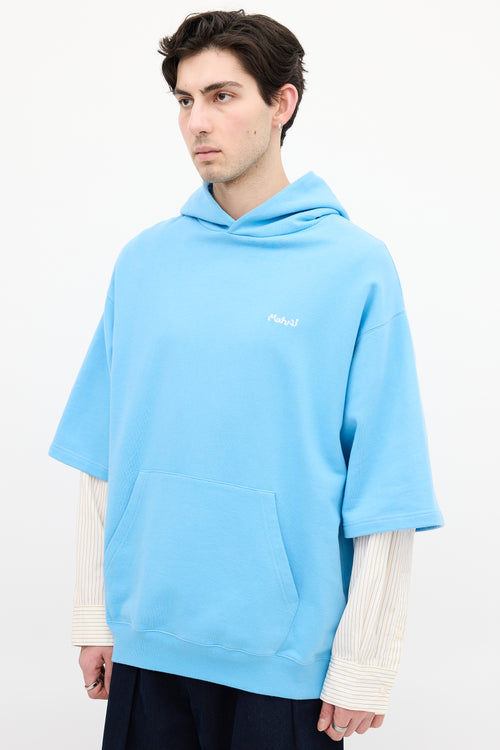 Marni Light Blue Layered Logo Hoodie