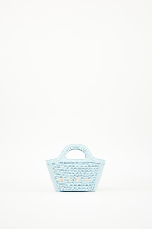 Marni Light Blue Raffia 
Leather Micro Tropicalia Tote