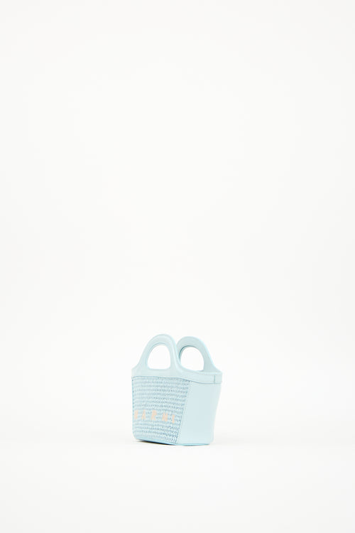 Marni Light Blue Raffia 
Leather Micro Tropicalia Tote