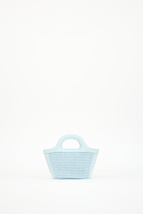 Marni Light Blue Raffia 
Leather Micro Tropicalia Tote