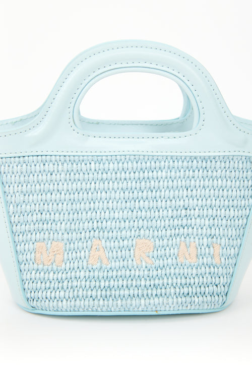 Marni Light Blue Raffia 
Leather Micro Tropicalia Tote