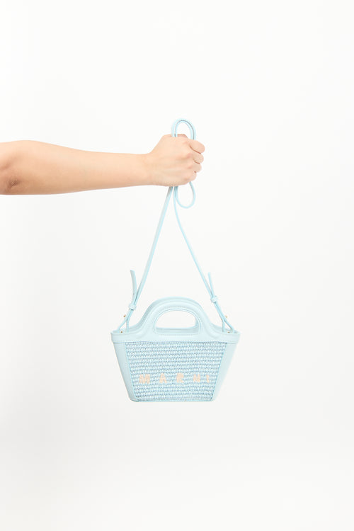 Marni Light Blue Raffia 
Leather Micro Tropicalia Tote