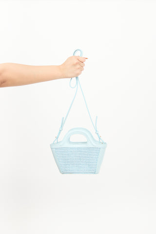 Marni Light Blue Raffia 
Leather Micro Tropicalia Tote