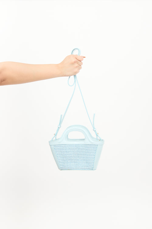 Marni Light Blue Raffia 
Leather Micro Tropicalia Tote