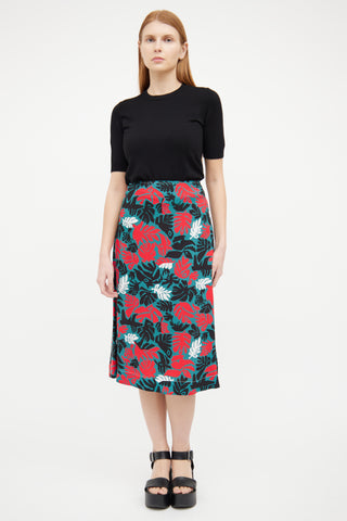 Marni Green Multi Pattern Midi Skirt