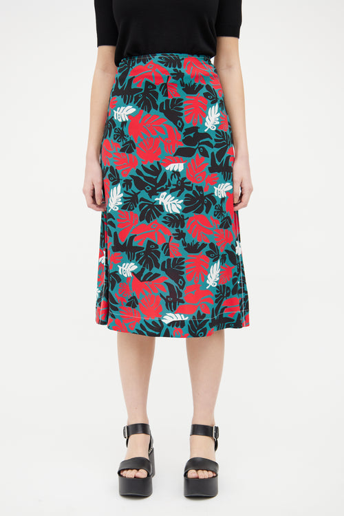 Marni Green Multi Pattern Midi Skirt