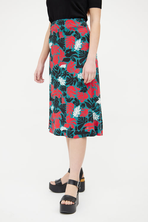 Marni Green Multi Pattern Midi Skirt