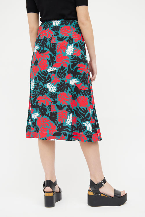 Marni Green Multi Pattern Midi Skirt