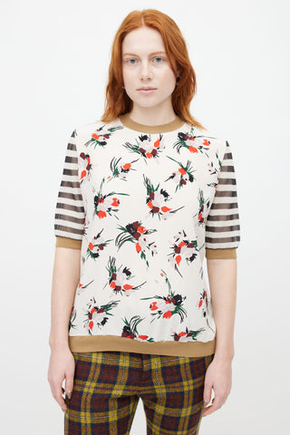 Marni Multicolour Floral 
Stripe Silk Top