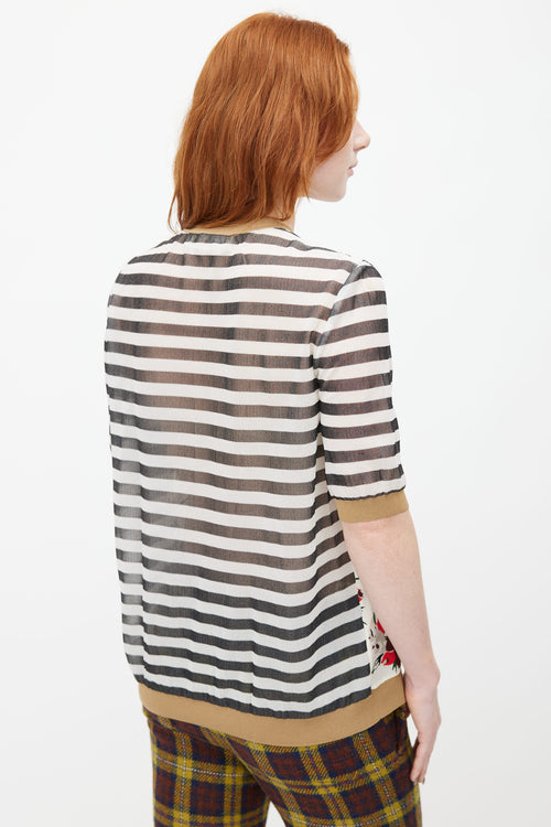 Marni Multicolour Floral 
Stripe Silk Top