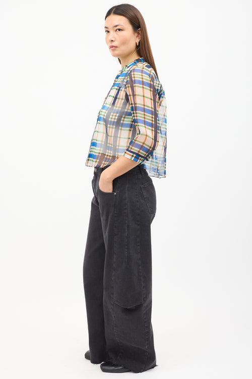 Marni Multicolour Semi Sheer Plaid Cropped Shirt