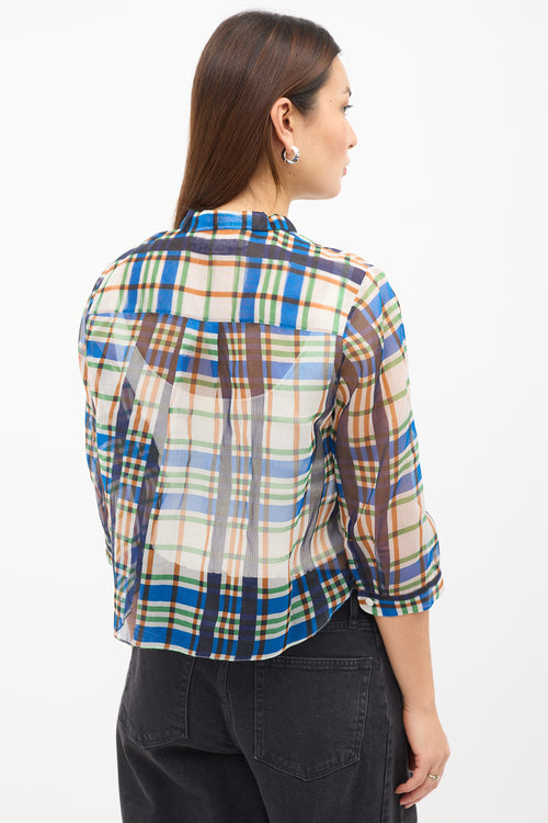 Marni Multicolour Semi Sheer Plaid Cropped Shirt