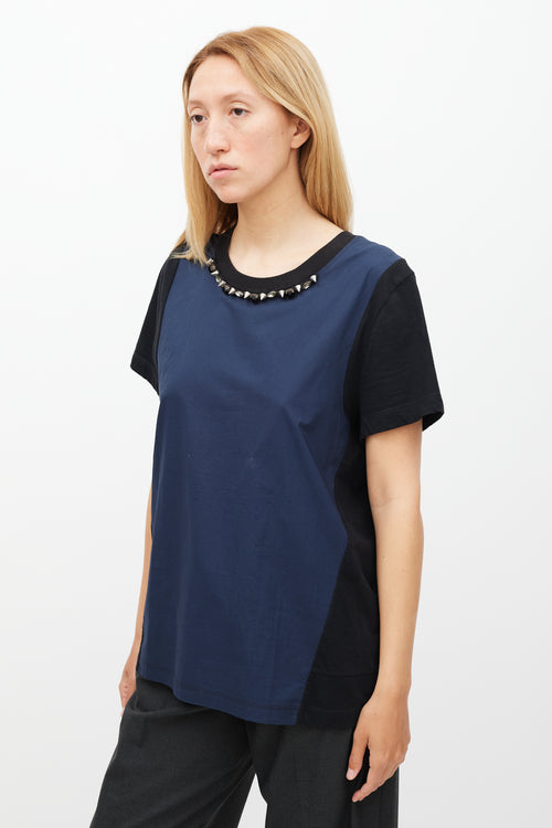 Marni Navy 
Black Crystal 
Spike Embellished Top