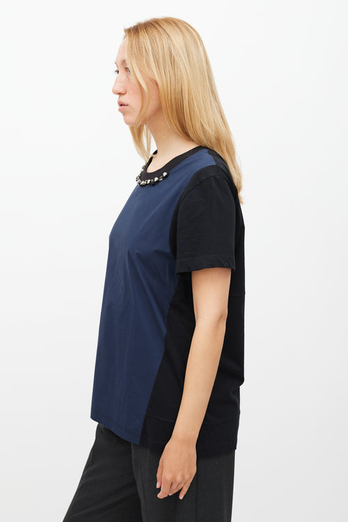 Marni Navy 
Black Crystal 
Spike Embellished Top