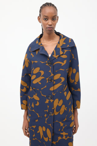 Marni Navy 
Brown Floral Light Coat