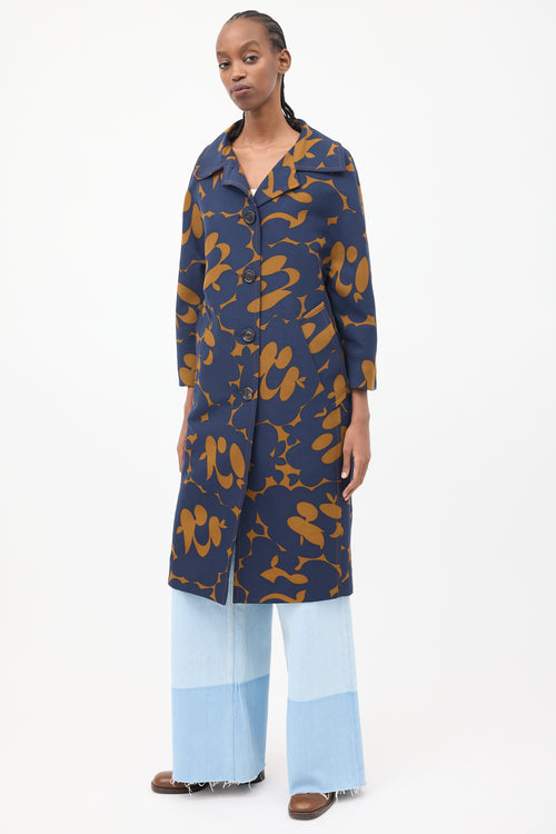 Marni Navy 
Brown Floral Light Coat