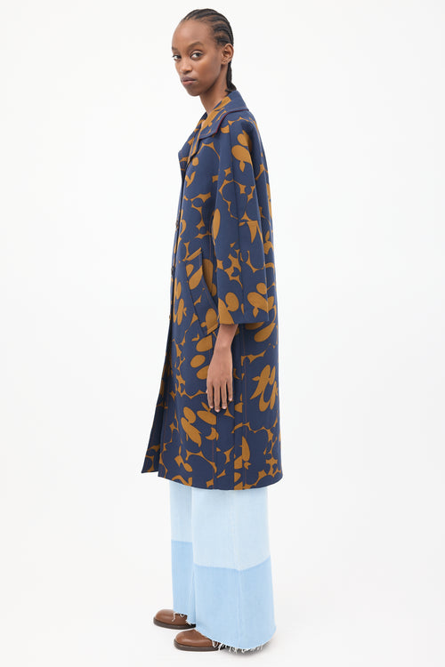 Marni Navy 
Brown Floral Light Coat