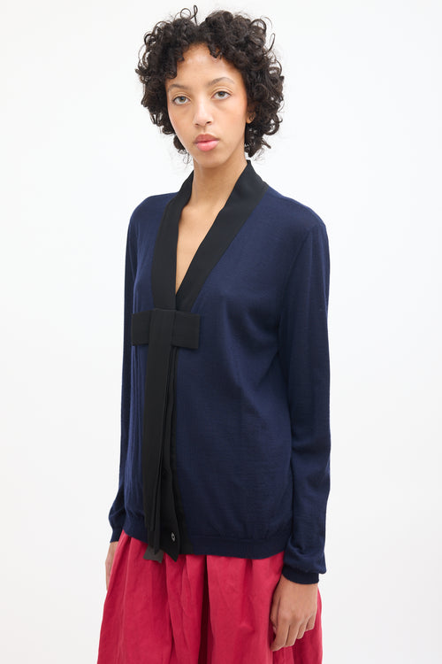 Marni Navy Cashmere Bow Cardigan