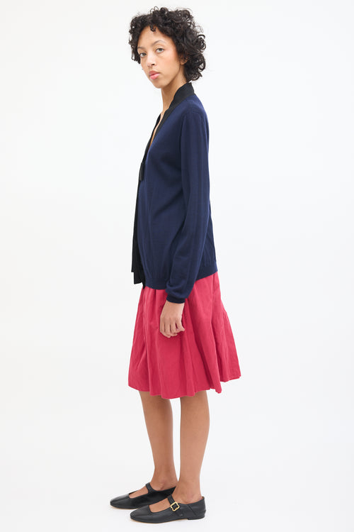 Marni Navy Cashmere Bow Cardigan