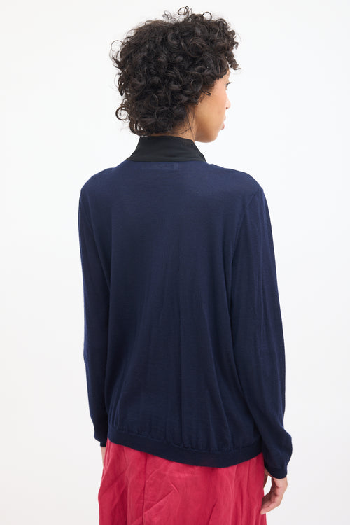 Marni Navy Cashmere Bow Cardigan