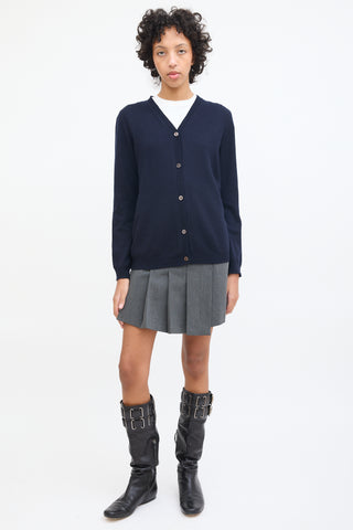 Marni Navy Cashmere V-Neck Cardigan