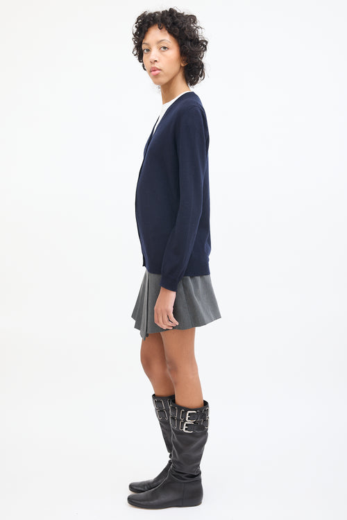 Marni Navy Cashmere V-Neck Cardigan