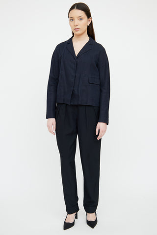 Marni Navy Cotton Linen Blazer