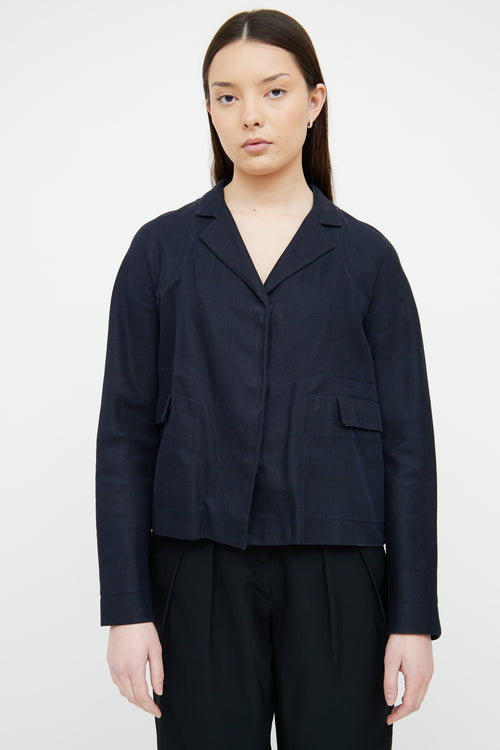 Marni Navy Cotton Linen Blazer