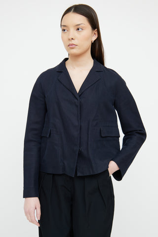 Marni Navy Cotton Linen Blazer