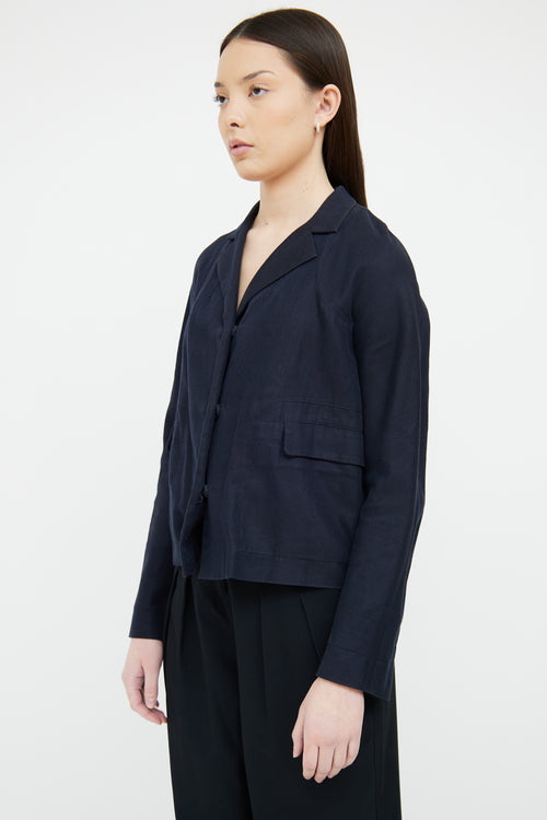 Marni Navy Cotton Linen Blazer