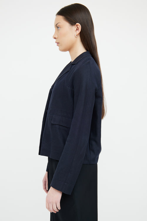 Marni Navy Cotton Linen Blazer