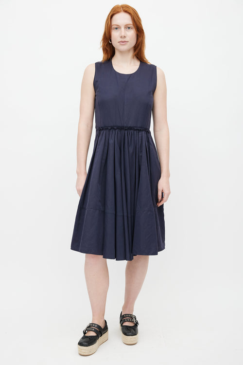 Marni Navy Pleated Midi Dress