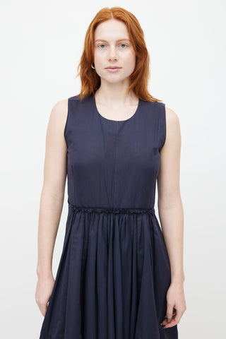 Marni Navy Pleated Midi Dress