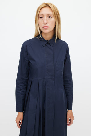 Marni Navy Pleated Midi Dress