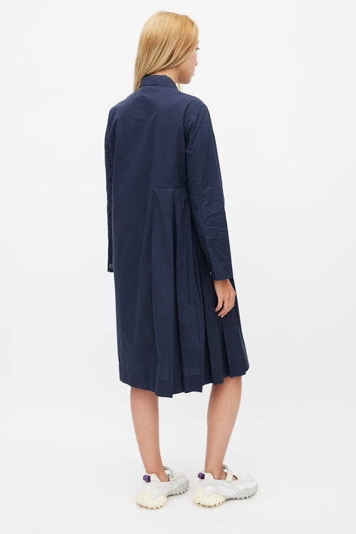 Marni Navy Pleated Midi Dress