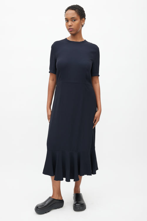 Marni Navy Ruffled Dress