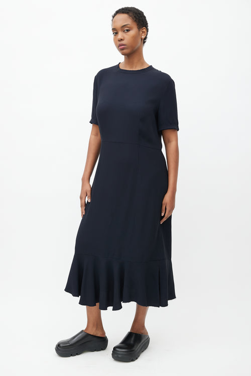 Marni Navy Ruffled Dress