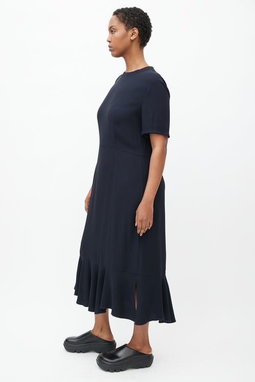 Marni Navy Ruffled Dress