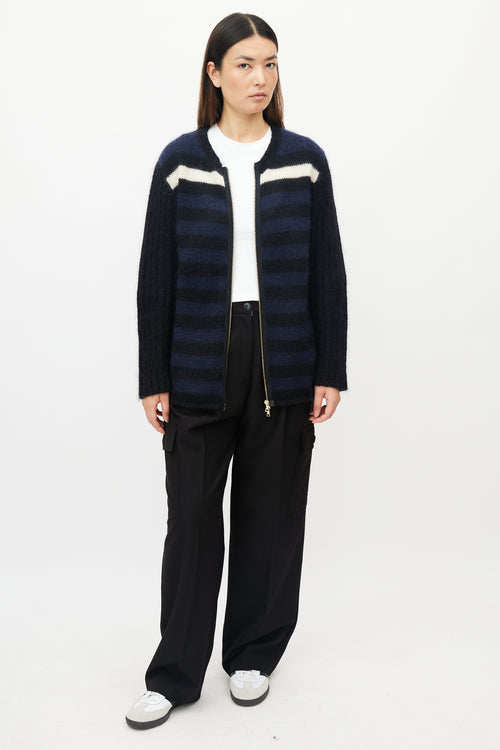 Marni Navy 
White Striped Mohair Sweater