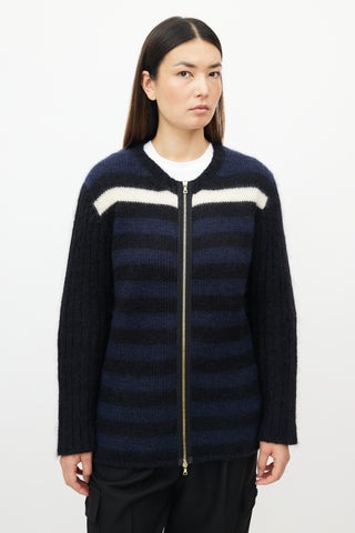 Marni Navy 
White Striped Mohair Sweater