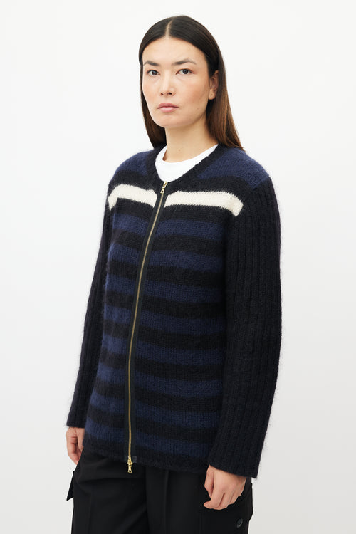 Marni Navy 
White Striped Mohair Sweater