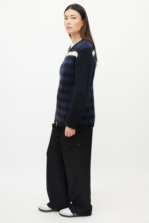 Marni Navy 
White Striped Mohair Sweater