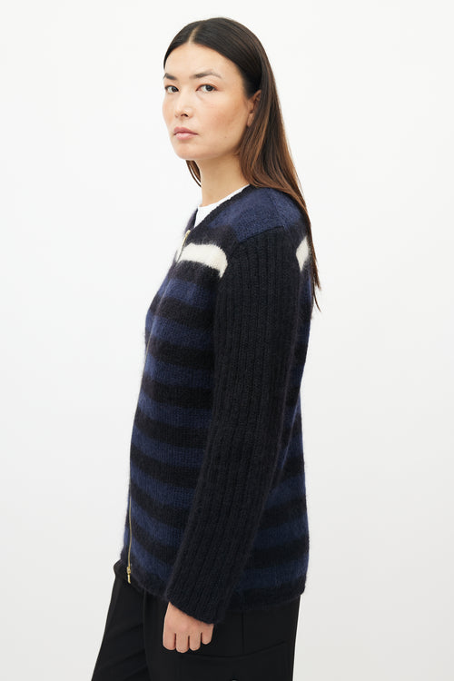 Marni Navy 
White Striped Mohair Sweater