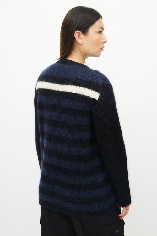 Marni Navy 
White Striped Mohair Sweater